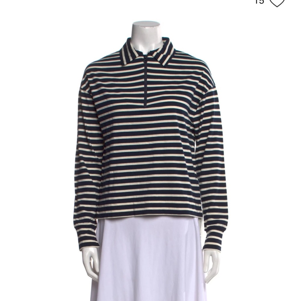 Kule striped navy and White quarter zip pullover and shorts